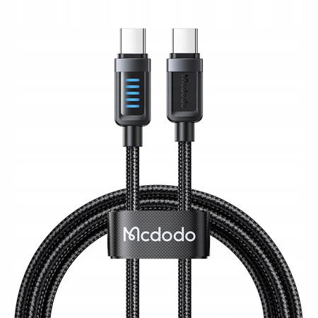 MCDODO KABEL USB-C USB-C SZYBKIE ŁADOWANIE USB TYP C PD 240W 1M LED CZARNY