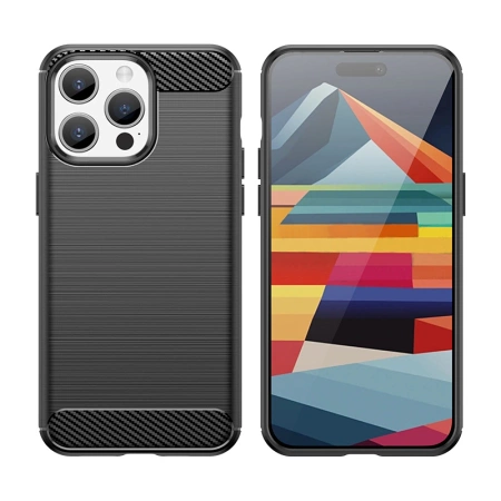 Elastyczne etui wzór karbon do iPhone 15 Pro Carbon Case - niebieskie