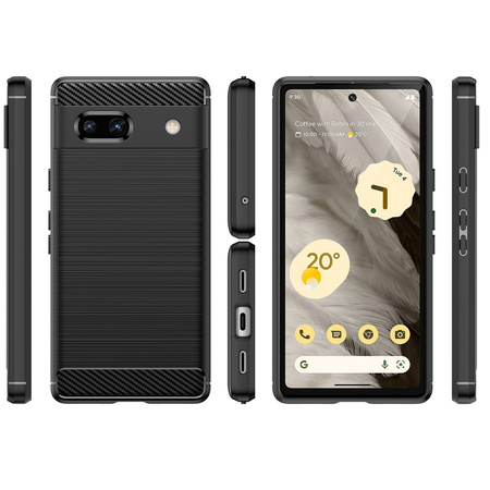 Carbon Case etui Google Pixel 7a elastyczny silikonowy karbonowy pokrowiec czarne