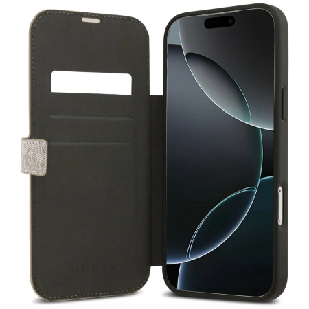 GUESS ETUI BOOK 4G METAL LOGO DO IPHONE 17 PRO MAX ZAMYKANE Z MAGNETYCZNYM