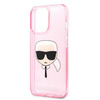 Etui Karl Lagerfeld KLHCP13XKHTUGLP na iPhone 13 Pro Max - różowe Glitter Karl's Head
