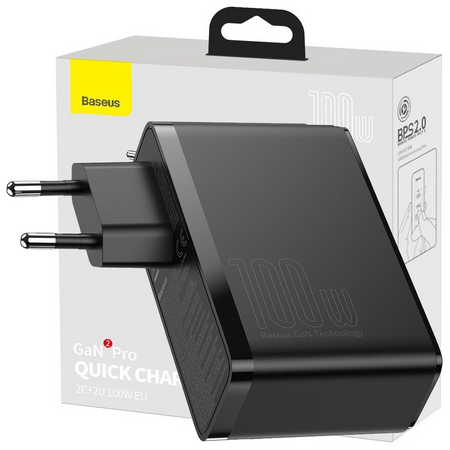 Baseus GaN2 Pro szybka ładowarka sieciowa 100W USB / USB Typ C Quick Charge 4+ Power Delivery czarny (CCGAN2P-L01)