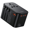USAMS Adapter siec 1xUSB+2xUSB-C T62 65W4w1 US/AU/EU/UK czarny/black CC199TC01 (US-CC199) Univesal Travel Charger