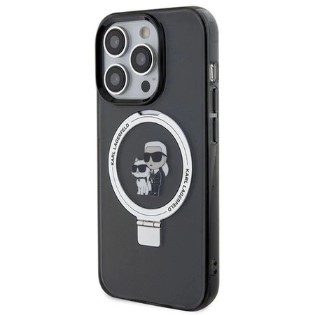 Etui Karl Lagerfeld Ring Stand Karl&Choupettte MagSafe do iPhone 15 Pro Max - czarne