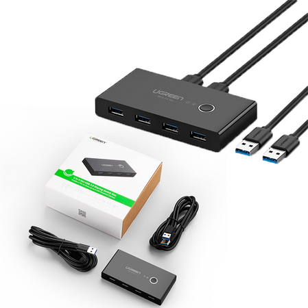 Ugreen switch box HUB przełącznik 4x USB 3.2 Gen 1 rozdzielacz USB na dwa komputery czarny (US216 30768)