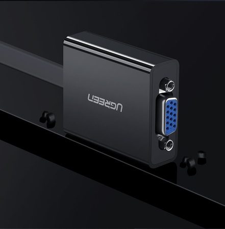 Ugreen adapter przejściówka HDMI - VGA micro USB / audio 3,5 mm mini jack czarny (40248)