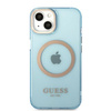 Guess GUHMP13MHTCMB iPhone 13 6,1" niebieski/blue hard case Gold Outline Translucent MagSafe