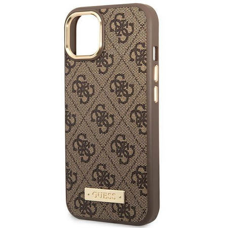 Guess GUHMP14SU4GPRW iPhone 14 6,1" brązowy/brown hard case 4G Logo Plate MagSafe