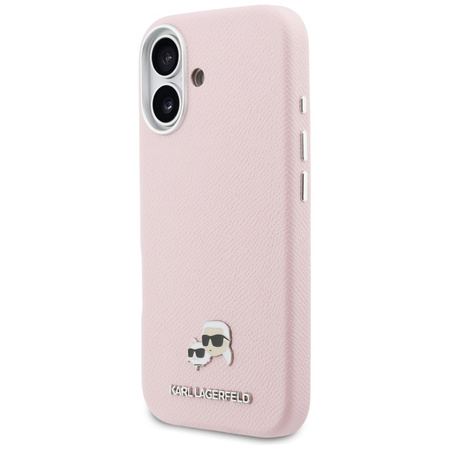 Etui Karl Lagerfeld Karl & Choupette Head Pins Saffiano MagSafe do iPhone 17 różowy