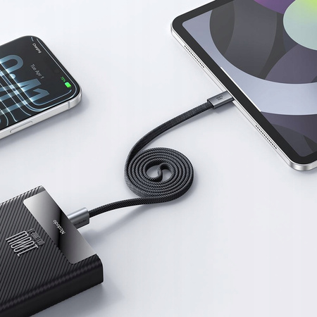 Mcdodo phone cable, retractable, for iPhone, Micro USB, USB-C, 3-in-1, 66W, purple