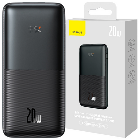 Powerbank Baseus Bipow Pro 10000mAh 20W czarny z kablem USB Typu A - USB Typu C 3A 0.3m (PPBD040201)