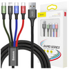 Baseus kabel przewód USB 4w1 Lightning / 2x USB Typ C / micro USB w nylonowym oplocie 3.5A 1.2m czarny (CA1T4-B01)