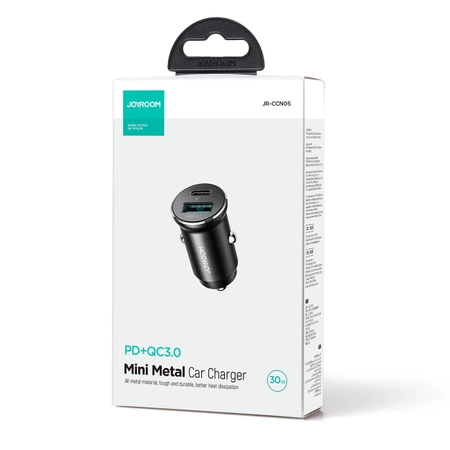 Mini ładowarka samochodowa Joyroom JR-CCN05 30W USB-A USB-C - czarna
