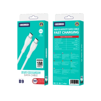 JELLICO kabel B9 USB-C - USB-C PD 66W 1M Biały