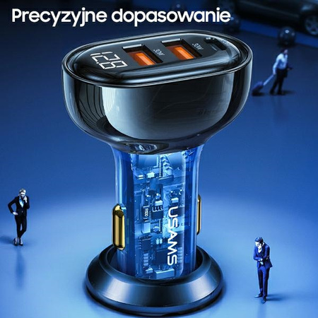 USAMS ŁADOWARKA SAMOCHODOWA 2xUSB 1xUSB-C 125W DO TELEFONÓW ZŁĄCZE USB-C