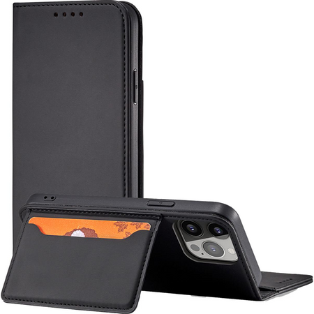 Magnet Card Case etui iPhone 14 pokrowiec z klapką portfel podstawka czarne