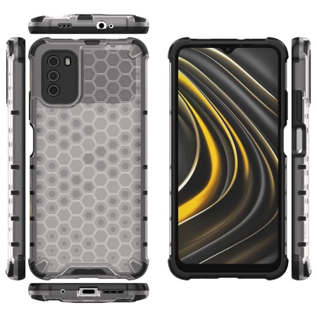 HURTEL HONEYCOMB ETUI PANCERNE Z ŻELOWĄ RAMKĄ DO XIAOMI POCO M3 OCHRONNE