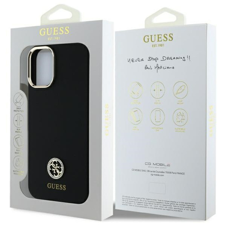 GUESS POKROWIEC HARDCASE DO IPHONE 16 6.1 Z LOGO I STRASS SILIKONOWY