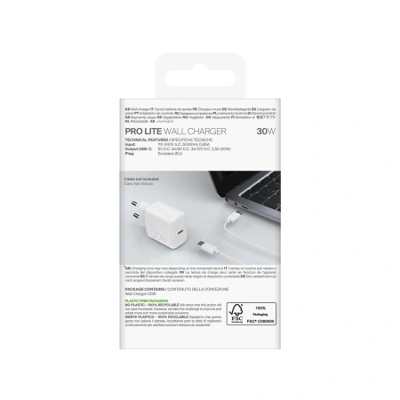 PURO ŁADOWARKA 30W PROLITE DO TELEFONÓW USB-C Z FUNKCJĄ SZYBKIEGO ŁADOWANIA