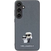 Etui Karl Lagerfeld Saffiano Karl&Choupette Metal Pin na Samsung Galaxy S24+ - szare