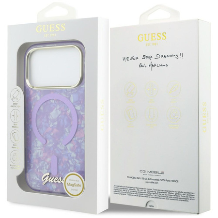 Etui Guess IML Shell Script Metal MagSafe do iPhone 17 Pro Max fioletowy
