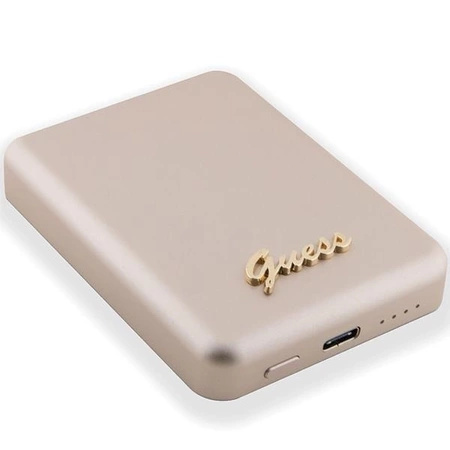 Powerbank indukcyjny Guess MagSafe Metal Script Logo 5W 3000mAh - złoty