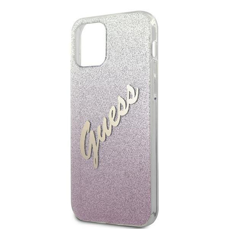 Guess GUHCP12MPCUGLSPI iPhone 12/12 Pro 6,1" różowy/pink hardcase Glitter Gradient Script