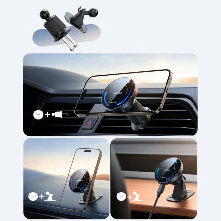 JOYROOM UCHWYT SAMOCHODOWY MAGSAFE Z ŁADOWARKĄ INDUKCYJNĄ DO TELEFONÓW 12