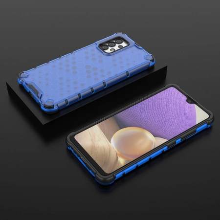 Honeycomb etui pancerny pokrowiec z żelową ramką Samsung Galaxy A03s niebieski