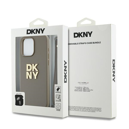 DKNY ETUI HARDCASE DO IPHONE 15 PRO MAX 6.7 Z METALOWYM LOGO I RĘKAWKIEM