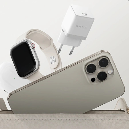 BASEUS ŁADOWARKA SIECIOWA PALM 1C 20W Z KABLEM USB-C 60W DO IPHONE 12 13