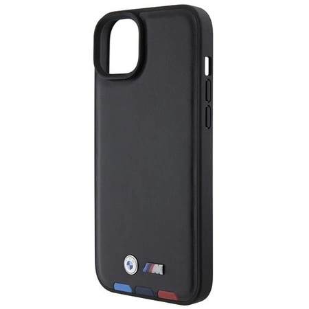 Etui BMW Leather Stamp Tricolor do iPhone 15 Plus - czarne