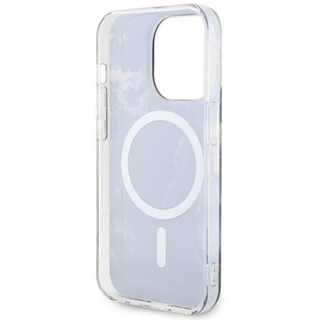 Etui Guess GUHMP14LHTMRSK na iPhone 14 Pro - czarne Golden Marble MagSafe