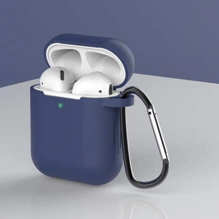 HURTEL ETUI DO AIRPODS 2 1 SILIKONOWY POKROWIEC Z BRELOKIEM I KARABIŃCZYK