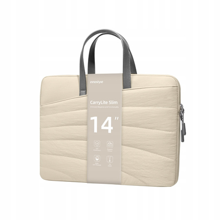 INNOSTYLE WODOODPORNA TORBA NA LAPTOPA 14 CALI CARRYLITE SLIM BEŻOWA DAMSKA