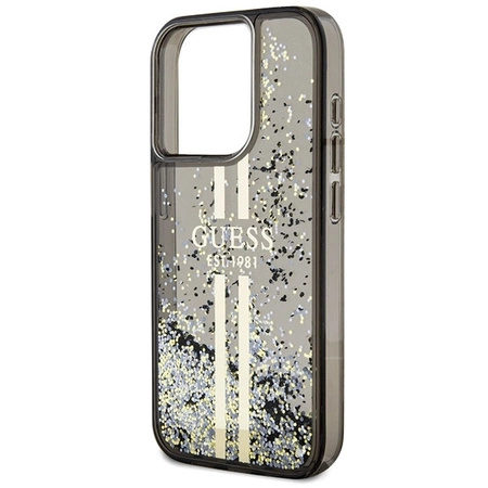 Etui Guess Liquid Glitter Gold Stripes na iPhone 15 Pro - czarne