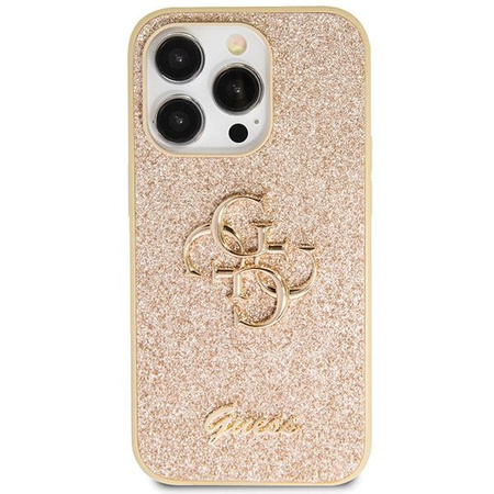 Etui Guess GUHCP14LHG4SGD na iPhone 14 Pro - złote Glitter Script Big 4G