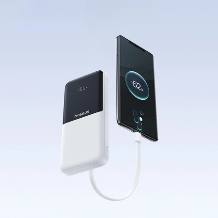 Powerbank Baseus Lipow 10000mAh 22,5W z dwoma wbudowanymi kablami (z kablem Baseus Simple USB-A - USB-C 3A 20cm) - biały