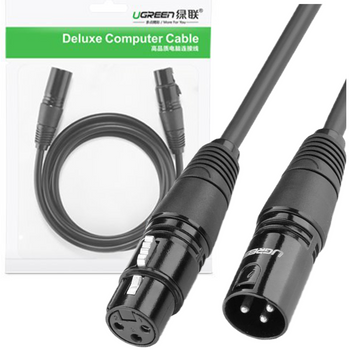 Ugreen przedłużacz kabel audio przewód mikrofonowy do mikrofonu XLR (żeński) - XLR (męski) 3 m (AV130)