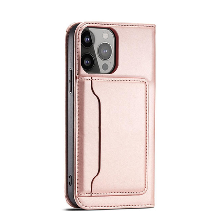 Magnet Card Case etui Samsung Galaxy A23 5G pokrowiec z klapką portfel podstawka różowe