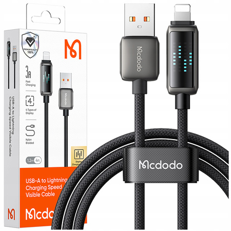MCDODO ŁADOWARKA KABEL USB LIGHTNING SZYBKIEGO ŁADOWANIA DO IPHONE 1M LED