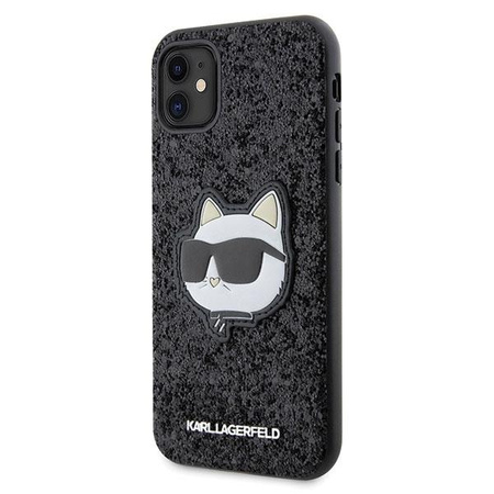 Etui Karl Lagerfeld KLHCN61G2CPK na iPhone 11 / Xr - czarne Glitter Choupette Patch
