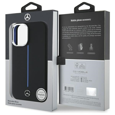MERCEDES ETUI DO IPHONE 16 6.1 HARDCASE SILIKONOWE DO MAGSAFE BLUE STRIPE