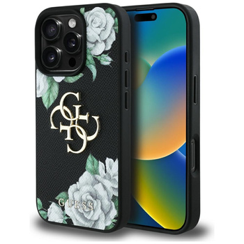 GUESS ETUI POKROWIEC GRINNED ROSES BIG 4G LOGO DO IPHONE 16 PRO MAGNETYCZNE