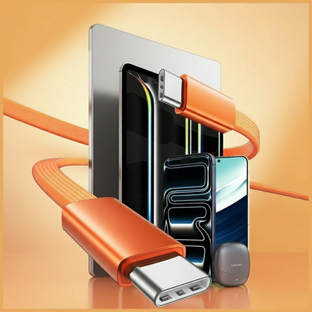 Kabel USAMS U96 60W USB-C do USB-C 1.2m  pomarańczowy