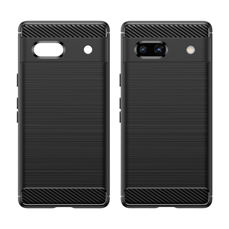 Carbon Case etui Google Pixel 7a elastyczny silikonowy karbonowy pokrowiec czarne
