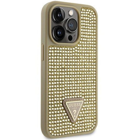 Etui Guess GUHCP14LHDGTPD na iPhone 14 Pro - złote Rhinestone Triangle