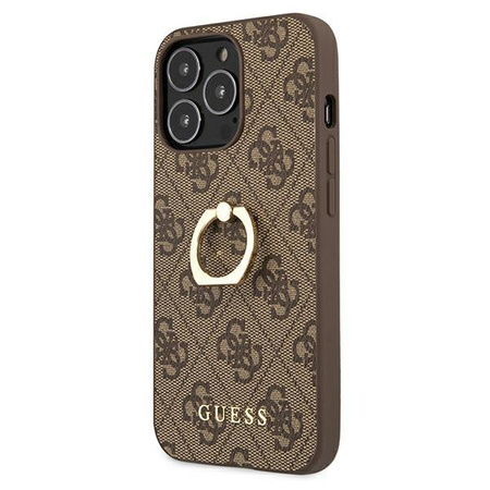 Etui Guess GUHCP13L4GMRBR na iPhone 13 Pro / 13 - brązowe 4G with ring stand
