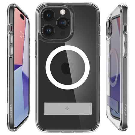 Etui Spigen Ultra Hybrid S MagSafe z podstawką do iPhone 15 Pro - przezroczyste