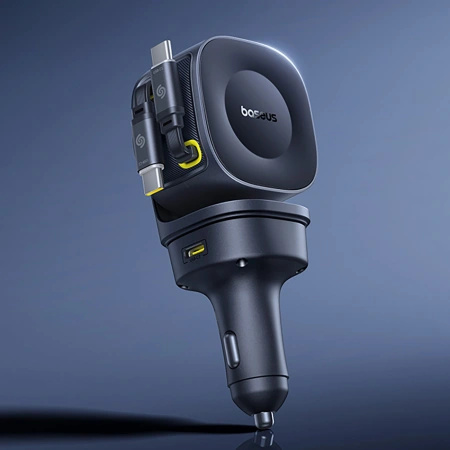 Ładowarka samochodowa Baseus PrimeTrip VR2 Max 60W ze zwijanymi kablami USB-C - czarna